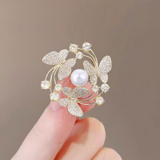 VISIT sense niche butterfly brooch niche versatile temperament anti-exposure suit birthday gift vip240#