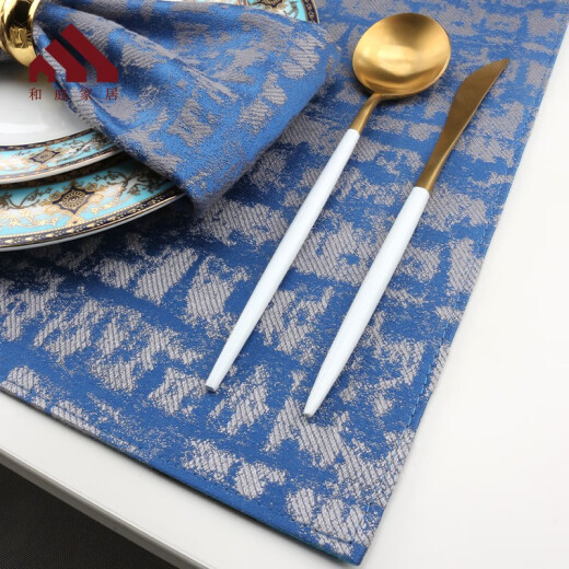 Heting Home Placemat Cloth Nordic Hotel Western Placemat Household Red Bowl Mat Plate Insulation Mat Light Luxury Dinner Plate Mat Anti-scalding Anti-slip New Chinese Style Fabric Placemat Placemat Cloth High-end Table Mat Qiusi-Sapphire Blue Placemat 1 piece (32*45CM, )