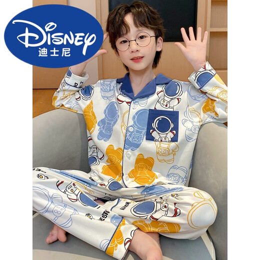 迪士尼（Disney）官方授权纯棉儿童睡衣春秋季男童宝宝长袖薄款青少年中大童全棉家 6621-熊猫男童 170 L码身高160-165CM