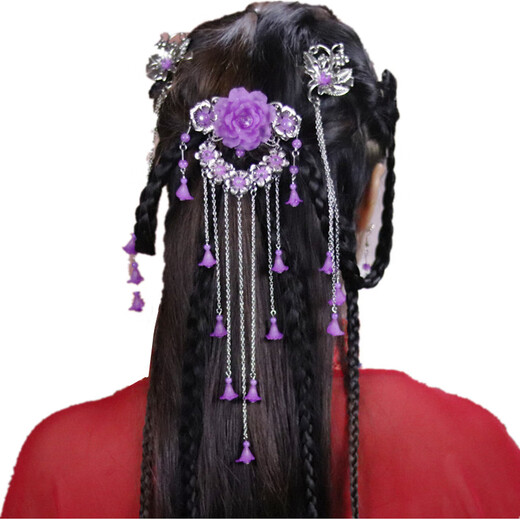 Hanfu headwear set, hairpins, ancient style hair accessories, women's ancient costume accessories, fairy tassels, Su-step shake hairpins, ancient accessories, white set