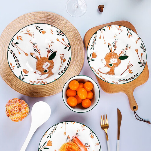 Wanxiang Xiaolu Japanese-style underglaze bowl and dish set household ceramic tableware bowl chopsticks noodle bowl soup bowl plate chopsticks combination bowl