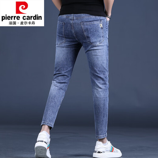 Pierre Cardin Summer delgado azul de los jeans de punto de Nueve Puntos de punto de punto