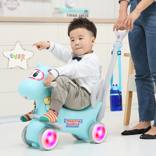 Zhixiang rocking horse, rocking horse, three-in-one rocking car, children's toys, boys and girls, baby toys, birthday gifts, fairy cherry powder [larger and wider 88CM] princess style