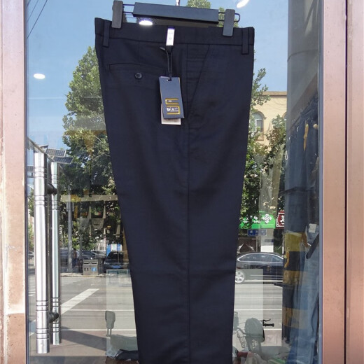 Daoyi Casual Herrenhose 6630 2025 Frühlings- und Herbststil Feste Farbe hoher Taille Dehnung Herren loser, blau schwarz 42 (3 Fuß 1)