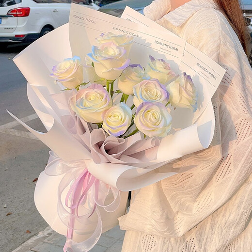 Flowers delivered in the same city. Gypsophila crushed ice blue rose bouquet delivered within an hour as a birthday gift for girlfriend. Innocence 11 mermaid roses. Delivered in the same city today - date and time available for reservation.