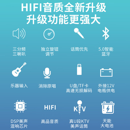 Songchuan International SS6 outdoor mobile trolley karaoke singing performance dancing high-power Bluetooth audio charging square dance stage with wireless microphone jukebox subwoofer upgraded version 15-inch subwoofer + three-way + U-segment FM dual microphone