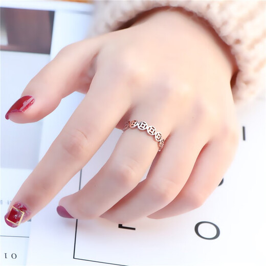 KERLA Old Phoenix Gold Store Model 18k Rose Gold Plated Copper Money Ring Women's Niche Design Fashion Personality Internet Celebrity Titanium Steel Rose Gold No. 8 (U.S. Size)