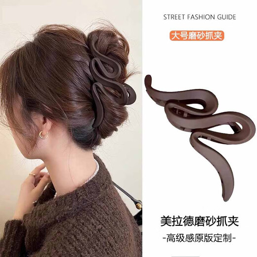 Senqi hairpin women's back hairpin large hairpin hair volume multi-head accessories light luxury high-end hair shark hairpin hair accessory F2404 dark coffee color