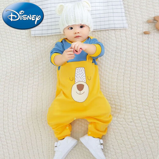 Disney (Disney) pure cotton baby jumpsuit for boys and girls, spring and autumn, toddler children's clothing, pajamas, baby clothes, newborn bag fart clothes for going out, white Snoopy, long sleeves, spring and autumn style, 90cm 20-24Jin Jin is equal to 0.5 kg