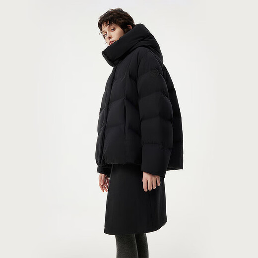Tambor down jacket women's short detachable hood fashion large silhouette autumn and winter coat thick 530368D black 165