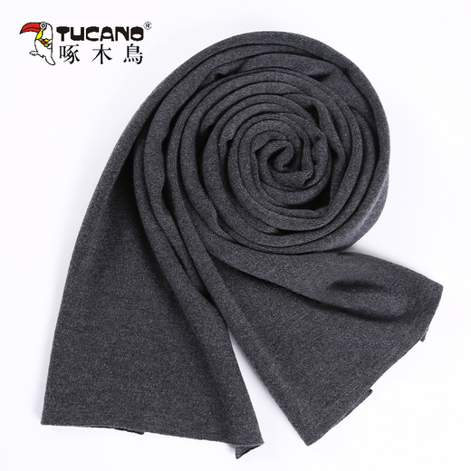 Woodpecker (TUCANO) Woolen Scarf Men's Autumn and Winter Solid Color Casual Versatile Long Warm Korean Style Simple New Year Christmas Birthday Gift Gray