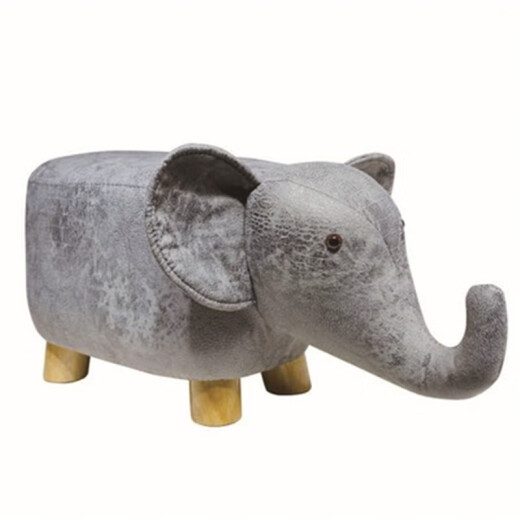 SCNDEWMY Creative Hippopotamus Children's Seat Elephant Animal Cartoon Solid Wood Small Stool Coffee Table Low Stool Calf Shoe Changing Stool Gray Elephant