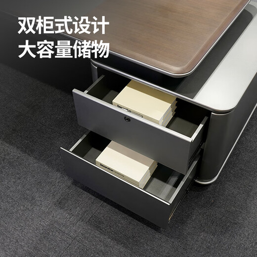 Zhongsheng office furniture matching boss table, president table, high-end chairman's desk, boss table, modern light luxury office desk and chair combination, 3.2-meter boss table, without smart cable box, regular