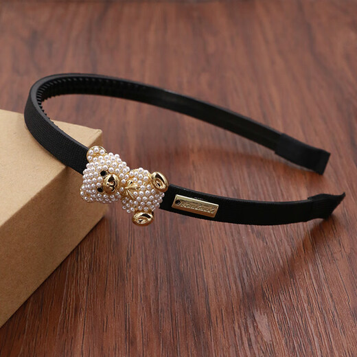 Rongxia children's hairband cute imitation pearl bunny hair accessories girls hairpin student non-slip headband girl headband princess bunny black