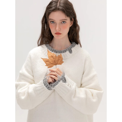 POUM men's clothing joint spring and autumn inner sweater men's loose clothes trendy brand design splicing couple sweater men's jacket JCF-883 white M