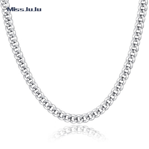 Miss JuJu PT950 platinum men's necklace, platinum tank chain, thick horse whip Cuban necklace, weight 25-27g, length 55-57cm, thickness about 4.5mm