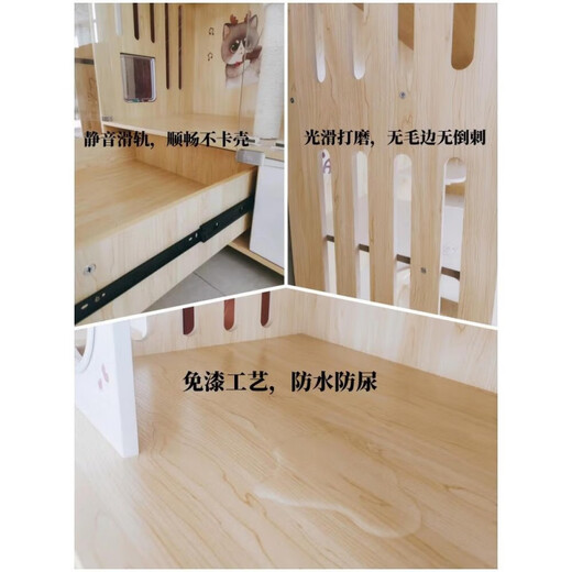 Cat cage with integrated toilet, suitable for large and small kittens, villa indoor household cat house with integrated toilet, solid wood cat, length 90, width 60, height 150cm, environmentally friendly and waterproof model, delivery to home, installation package