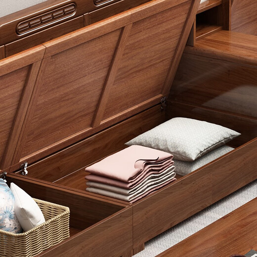 Chenya solid wood sofa walnut solid wood sofa combination modern Chinese style winter and summer dual-purpose large and small apartment storage furniture 70% users choose four-seater + imperial concubine couch + coffee table