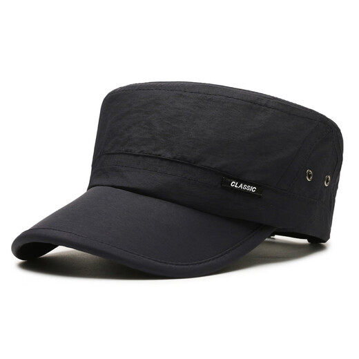 Hat Men's Spring and Autumn Fishing Sun Shade Casual Hat Outdoor Fashion Simple Travel Quick-Drying Flat Top Hat Navy Blue Adjustable