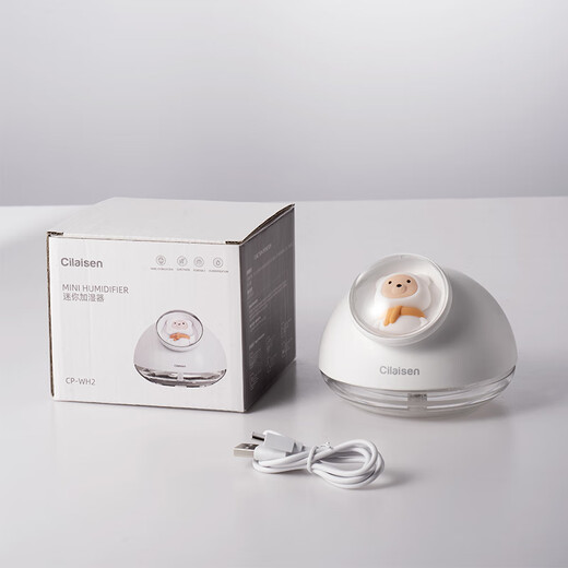 Cilaisen cute pet humidifier mini small home bedroom baby pregnant women office desktop car room air hydration USB portable ivory white plug-in