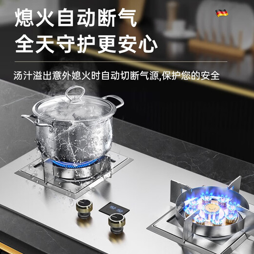 妍太德国【780大开孔大面板】大面板燃气灶天然气双灶家用煤气灶嵌入式灶台5.2Kw大火力猛火灶煤气炉 2.5mm加厚精钢左猛火定时方架【983款】 罐装液化气