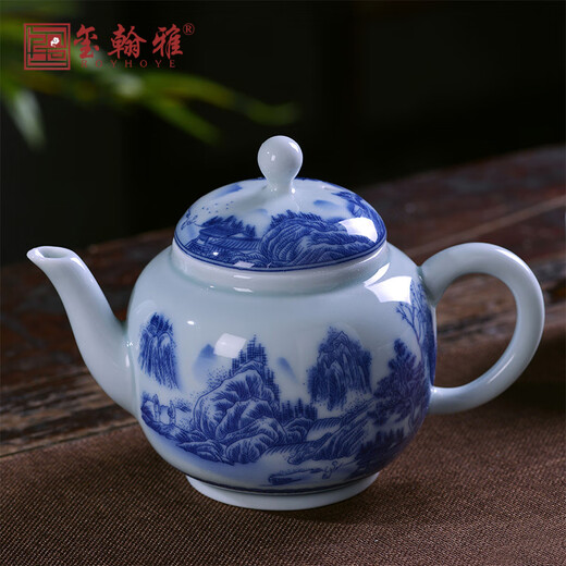 ROYHOYE Jingdezhen blue and white porcelain tea set home simple Chinese high-end ceramic office kung fu teacup teapot complete set ride the wind and waves