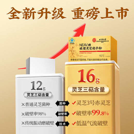 Beijing Tongrentang Break Wall Ganoderma Lucidum Spore Powder Changbaishan Ganoderma Lucidum Powder Adults Middle-aged and Elderly Enhanced Immunity Tonic Health Products Blue Hat