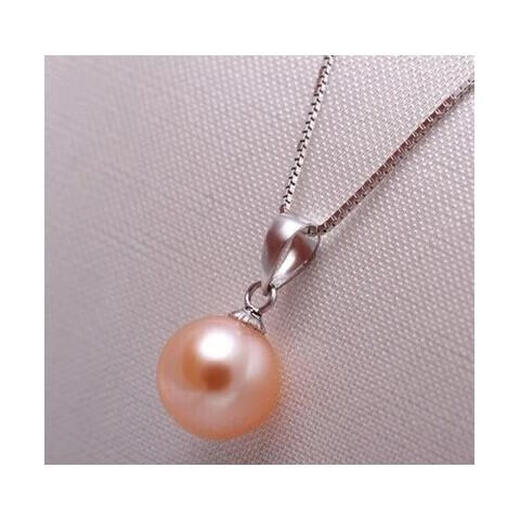 Yumei and natural seawater pearl powder pendant, Tahitian black pearl necklace, perfectly round, 925 silver chain for mother, black, pure black, 9-10mm