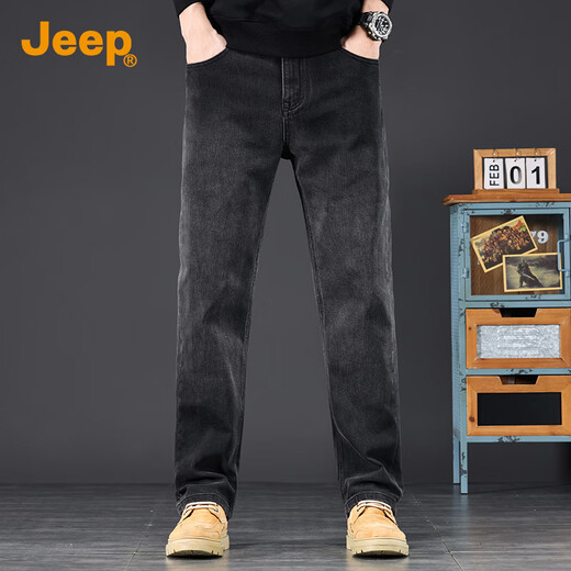 Jeep (JEEP) high-end men's jeans men's 2025 autumn and winter new loose straight pants casual trendy brand retro long pants men's pants