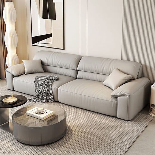 Italian minimalist cowhide sofa genuine leather home modern simple sofa large and small apartment leather art sofa living room straight row selected anti-fouling cat scratch leather 1.25m single seat multi-color optional