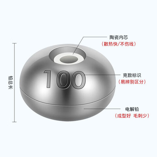 Baichao magnetic ring through-core lead pendant sea rod silver carp and bighead carp line group water monster pendant long-range throwing rod ceramic lead pendant fishing net side lead pendant accessories magnetic core lead pendant 150g 5 pieces