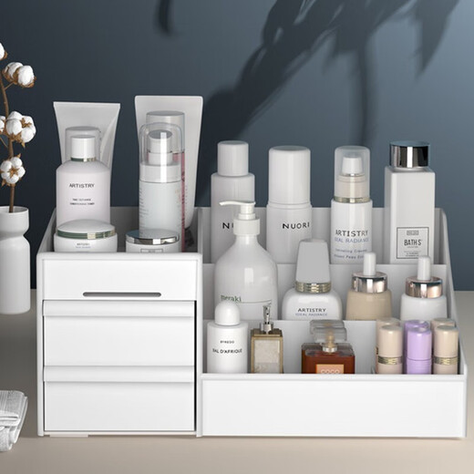 Visitor Cosmetic Box Drawer Desktop Cosmetic Storage Box Skin Care Desktop Dressing Table Mask Lipstick Storage Rack White Upgraded Cosmetic Box