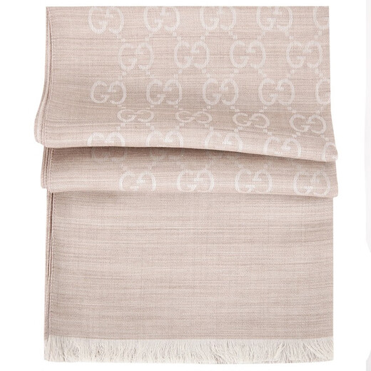 GUCCI Gucci scarf women's double G printed wool scarf beige 165904 3G646 9500