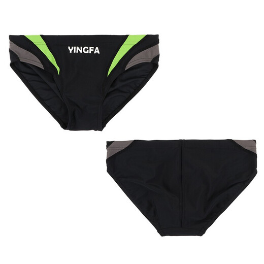 Bañador YINGFA, bañador triangular para hombre Bañador YINGFA, bañador de moda, traje de baño para hombre de talla adulta para entrenamiento y competición, 9617-2 negro (se recomienda combinar el color verde hierba y gris XL, circunferencia de la cintura 74-79 cm