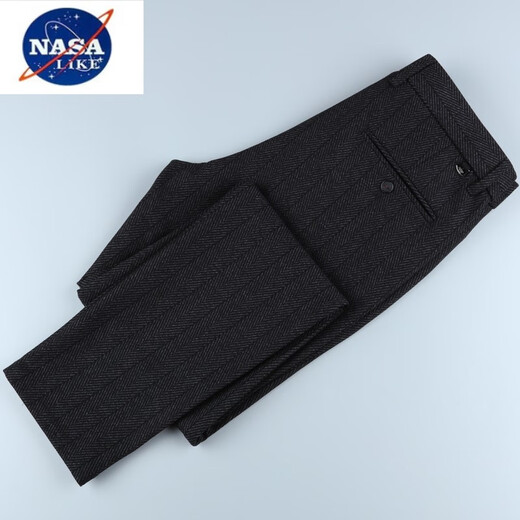NASALIKE品牌男士休闲裤秋冬季商务中年高腰男裤修身直筒西裤毛呢条纹裤男 A9905修身版 28(2尺1)