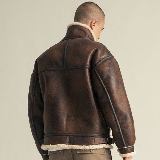 AKSERIES轻新复古回潮B-3款厚外套男冬季休闲仿皮皮衣商场同款1904240 棕色1904240 2XL