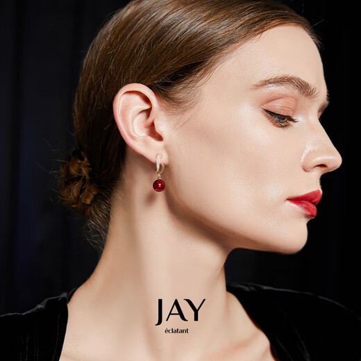 Jay imitation pearl earrings red earrings women's autumn and winter New Year earrings as a birthday gift for girlfriend