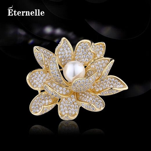 Eternelle French eternal fashion brooch women's high-end accessories high-end corsage temperament collar pin elder gift bright gold