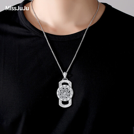 Miss JuJu Twelve Constellations Rotating Compass Platinum Pendant pt950 Platinum Large Tag Car Flower Fang Brand Men's Pendant Single Pendant About 33g + Shipping Leather Cord More refunds, less compensation