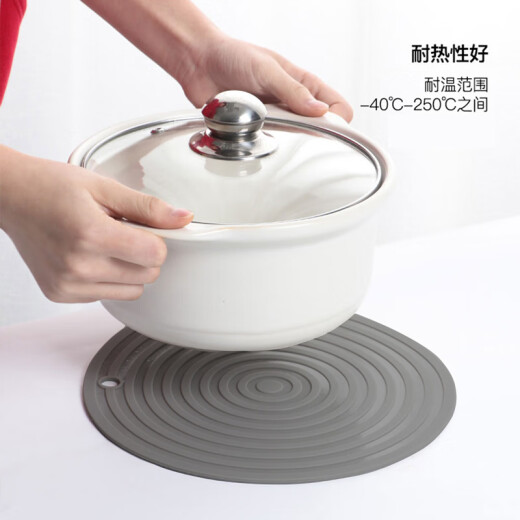 foojo Fuju Silicone Insulating Mat Dining Table Mat Anti-scalding Mat Casserole Mat Bowl Mat Coaster Thick Threaded Gray + Powder 2 Pack