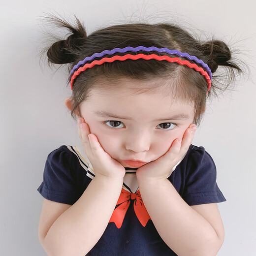 Qingxin children's hair accessories, hairbands, girls' hairpins, high-end, versatile, non-damaging, wavy headbands, non-slip hairpins, F style 3-piece set