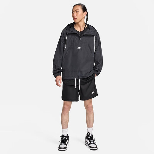 耐克（NIKE）男装外套夏季新款宽松梭织运动刺绣舒适半拉链卫衣夹克FN3893-480 FN3893-010黑色 2XL