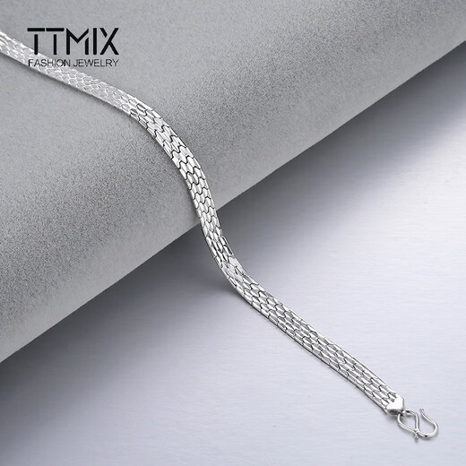 TTMIX Men's Generous Platinum Bracelet Fashionable Temperament pt950 Platinum Snake Pattern Bracelet 15.5-15.7g 17cm Width 5.4mm