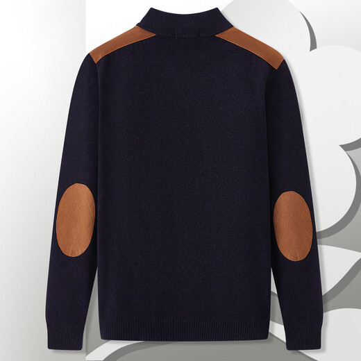 MONTAGUT winter men's 100% pure wool sweater half turtleneck zipper knitted sweater Navy 54