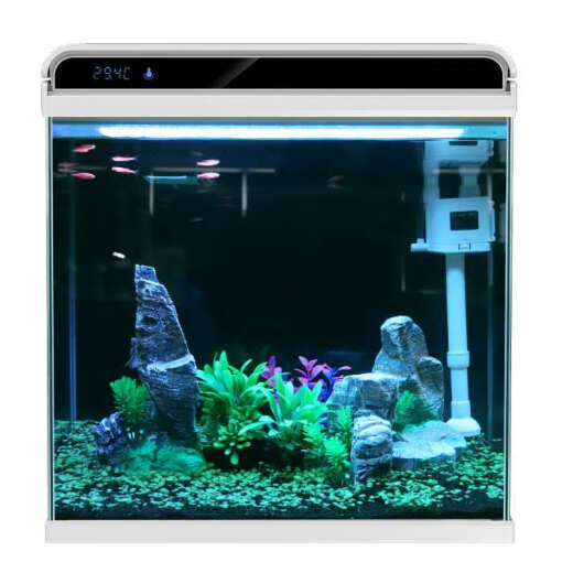 Sensen ultra-white glass intelligent integrated small fish tank HE-480 model with water pump LED color-changing light water temperature display