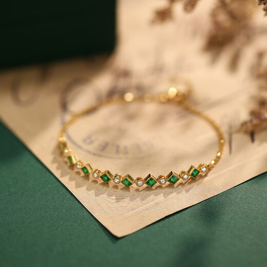 COASZE 18k gold emerald and diamond bracelet set with colorful gems and diamond jewelry for women to give to their besties emerald bracelet