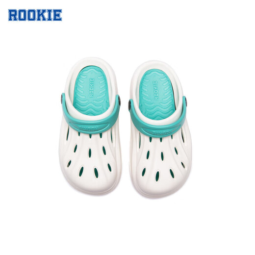 ROOKIE children's shoes, boys' and girls' clogs, summer new children's shoes, including replaceable midsoles, casual sandals, feather white/black 28 29, suitable for feet 17.5-18cm long