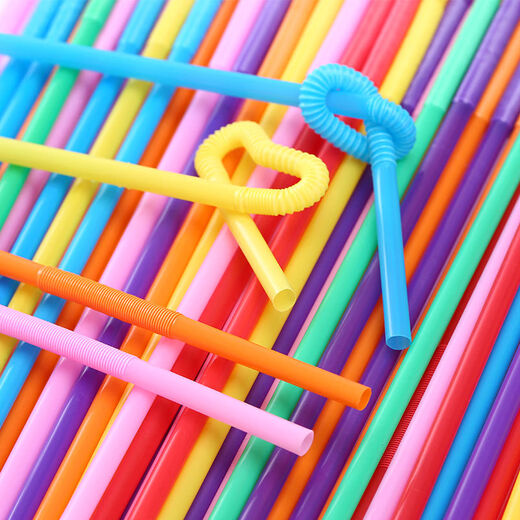 Mengting disposable straws individually packaged bendable plastic children's food grade art straws 100 pieces