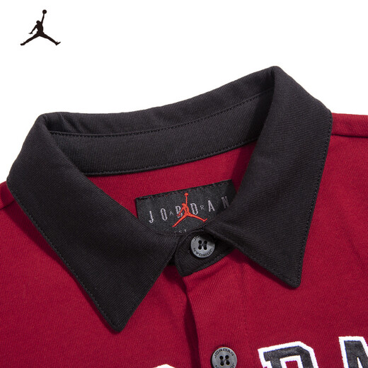 Nike JORDAN Nike AJ boys pure cotton short-sleeved polo shirt 2025 summer new children's short-sleeved T-shirt Jester red pure cotton 150/72 recommended height 140-152cm