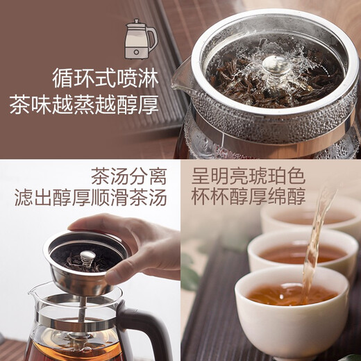 Bear Tea Maker Healthy Kettle Steam Spray Type Glass Thickened Black Tea Make Tea Kettle Small Mini Office Tea Steamer Fully Automatic Tea Stove Electric Kettle ZCQ-A10X1 Spray Type Tea Maker 1L